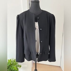 ROUIE Vintage Black Lined Wool Blazer Made Hong Kong Business Occasion 80's 90's